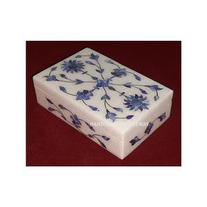 Magnifique boîte à bijoux en marbre incrusté, boîte décorative rectangulaire en marbre blanc incrusté de nacre, populaire pour la décoration de mariage et les cadeaux - Product Image 3