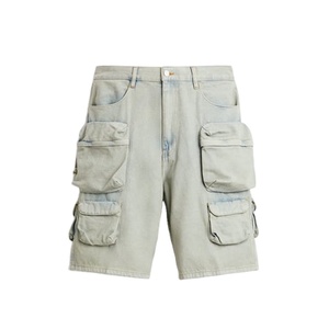 Pantalones cortos cargo más vendidos, pantalones cortos cargo de mezclilla de ajuste relajado personalizados, pantalones cortos vaqueros lavados con múltiples bolsillos para hombres a precios baratos - Product Image 1