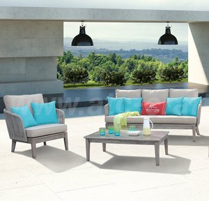 Meilleure vente tout temps corde armure cadre en aluminium jambes en bois coussin épais ensemble de canapé extérieur pour hôtel Patio jardin utilisé - Product Image 1