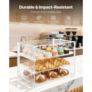 Vitrina Comercial de 3 Niveles para Panadería, Exhibidor de Acrílico Transparente para Pasteles, Pan y Tartas, para Cocina y Fiestas - Product Image 2