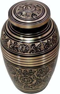<b>Large</b> Golden Aura Cremation <b>Urn</b> Beautifully Handcrafted Adult Funeral <b>Urn</b> Solid Brass Living Garden <b>Urn</b> - Product Image 3