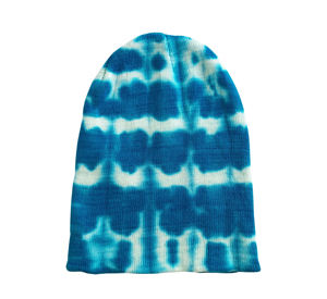 Bonnet d'hiver chaud 100 % acrylique de haute qualité avec revers, motif tie-dye, lettres de dessin animé et points côtelés, collection Plage 2026 - Product Image 3