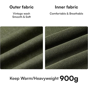 Sudadera con capucha de forro polar para hombre, estilo vintage, verde oliva, de gran tamaño, con efecto desgastado. - Product Image 4