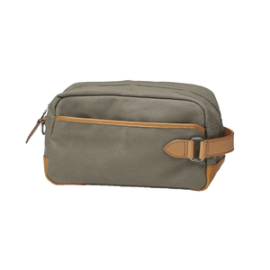 Canvas Toiletry Bag <b>Medium</b> Size Zipper Closure Soft Handle Olive Green Minimalist Style - Product Image 5