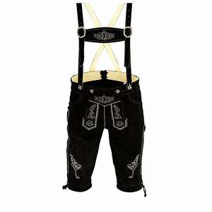 Lederhosen Clásicos Alemanes para Hombre, Negros, de Cuero, para Festivales, Tallas Europeas del 46 al 62 - Product Image 1