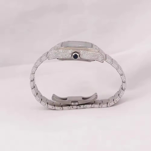 Nouvelle montre de luxe en quartz avec cadran romain bleu personnalisé, sertie de 120 moissanites rondes, pavé complet de qualité supérieure - Product Image 2