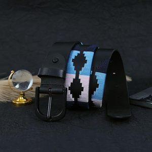 Customize Genuine Leather Sam Browne Black Polo <b>Belt</b> with Alloy Silver Plated Buckle Waterproof Cow Hide - Product Image 5