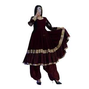 Velvet Evening <b>Dress</b> Square Neck A-Line Maxi <b>Dress</b> Long Sleeve <b>Ruffle</b> Hem Formal Party Wear - Product Image 1
