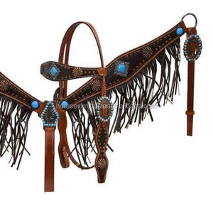 Cómodo y ligero hecho a medida Western Horse Leather Headstall hecho a mano Breast Collar Set - Product Image 1
