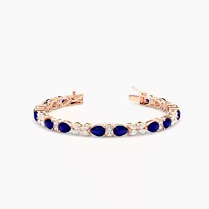Bracelets en Argent 925 Hip Hop avec Diamants Moissanite Bleus et Blancs Taille Baguette – Bracelets Tendance - Product Image 1