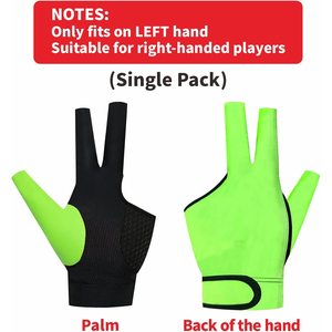 Gant de billard vert demi-doigt pour main droite, en polyester, avec fermeture auto-agrippante, pour usage sportif - Product Image 2