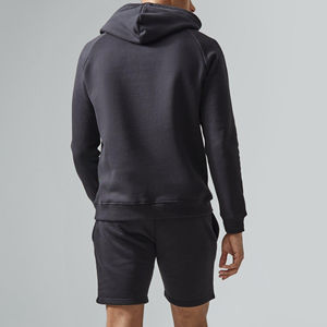 Ensemble décontracté d'été pour homme : survêtement deux pièces (hoodie et short) 100 % coton, grandes tailles, couleur unie, avec logo personnalisé sérigraphié - Product Image 3