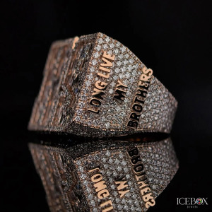 RB Gems Custom Logo Iced VVS Diamond Hip Hop Wedding Ring 925 Sterling Silver 18K Rose Gold for Certified Party Anniversary - Product Image 2