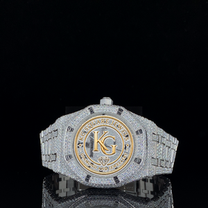 Unisex Luxury Moissanite <b>Watch</b> Crystal Dial Full Pave Stainless Steel 20mm Band Mechanical Analog Round <b>Case</b> 41mm - Product Image 5