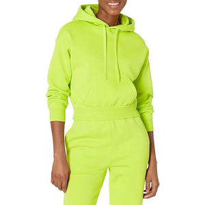Sudadera con Capucha Verde Neón para Mujer Talla Grande, Sudadera con Capucha de Manga Larga, Informal, Sólida, para Otoño - Product Image 1