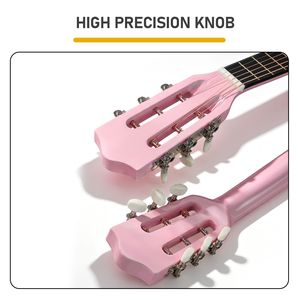 Chitarra Acustica Rotonda Rosa Chiaro da 30 Pollici con Fondo e Fasce in Tiglio Stile Classico, Plettri, Corde, Capotasto, Custodia, Accordatore, Tracolla per Studenti - Product Image 6