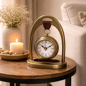 Horloge de bureau en laiton à motif équestre |   Montre de poche vintage inspirée des montres anciennes |   Décoration de table avec chiffres romains anciens pour le bureau - Product Image 5