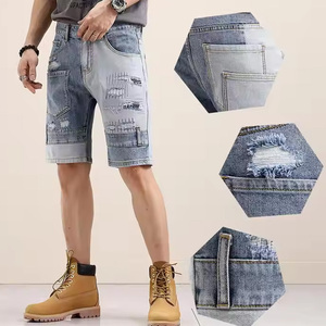 Pantalones cortos vaqueros personalizados para hombres y mujeres Pantalones cortos vaqueros OEM Fabricante Venta al por mayor Moda Streetwear Apliques personalizados Diamantes de imitación - Product Image 4