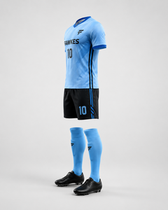 Ensemble de maillot de football Fawkes pour homme, bleu clair, short noir, imprimé numérique, évacuation de l'humidité, respirant, 100% polyester, coupe athlétique, toutes tailles - Product Image 6