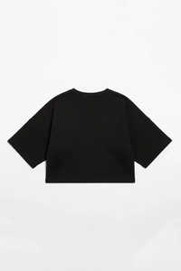 Camisetas Cortas Negras de Alta Calidad para Mujer, Estilo Holgado, Tejido Transpirable, Atuendo Urbano Moderno - Product Image 4