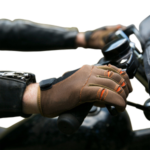 Brown Leather Two Way Fabric Motocross Racing Short Cuff <b>Gloves</b> Carbon Shell Protection Breathable Waterproof <b>Touch</b> <b>Screen</b> - Product Image 6