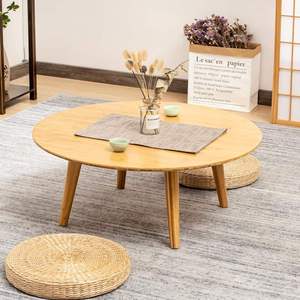 Modern Luxury Solid <b>Wood</b> <b>Round</b> <b>Coffee</b> <b>Table</b> Wide Circular Top and Sturdy Splayed Legs for Living Room Apartment Bedroom - Product Image 2
