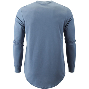 T-shirt Premium 100% Coton à Manches Longues pour Homme, Col Rond, Uni, Coupe Slim, Ourlet Courbé, Couture en V, Grammage Lourd 220 GSM, Vente en Gros - Product Image 5