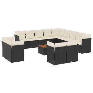 Grand ensemble de canapés de jardin modulaires en rotin PE noir, élégant mobilier de jardin d'extérieur - Product Image 2