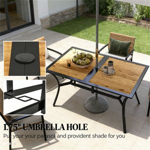 Tavolo da Pranzo Rettangolare Marrone per Terrazza e Giardino - Solo Tavolo - Product Image 2
