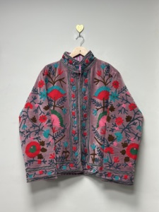 Unique Embroidery Coat Indian Handmade Unisex Premium Blazer Polyester Cotton Velvet Floral Pattern <b>Vintage</b> <b>Bomber</b> <b>Jacket</b> - Product Image 1