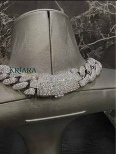 <b>Statement</b> <b>Necklace</b> 18K Gold Rhodium S925 Silver Lab Grown Diamond Crystal Link Chain Unisex Luxury Wedding Anniversary Jewelry - Product Image 4