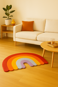 Custom Designer Modern Abstract Wool Rug Colorful Irregular Shape Hand Tufted <b>Carpet</b> for Living Room Interior Picnic Washable - Product Image 4