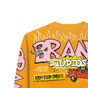 Oversized Long Sleeve Crop T-Shirt <b>Men</b> Streetwear Cartoon Print Jersey Cotton O-Neck Back Logo - Product Image 4