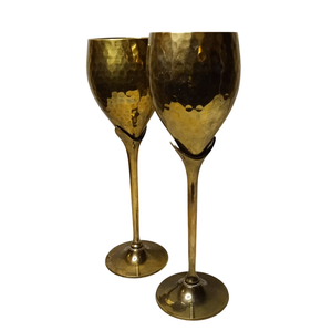 Gobelet à vin en laiton fait main, forme cloche, design vintage, bord doré, verre sur pied en métal pour fêtes et mariages - Product Image 4