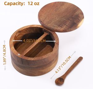 Mangowood Salt Keeper Duo Tan, bols à épices en bois de manguier pour la cuisine, boîte à sel en bois de manguier, support pour une petite dose de sel - Product Image 4