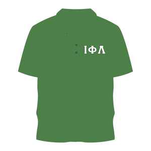 Camiseta Polo Verde Esmeralda de la Hermandad Iota Phi Lambda, Prenda con Letras Griegas, Top Casual de Manga Corta con Cuello para Mujer - Product Image 1