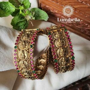 Orthodox Wedding Bangles-24K Gold Plated with Pearl and Diamond Accents - Product Image 3