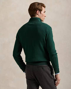 Pull en coton côtelé demi-zip pour homme, col mandarin, style décontracté chic, tricot d'automne, streetwear, vente en gros - Product Image 3