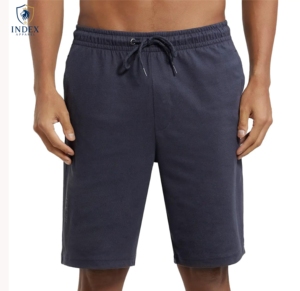 INDEX APPAREL Pantalones Cortos Bermuda para Hombre, Color Sólido, Cintura Media, con Cordón, Casuales, Deportivos, de Algodón, con Bolsillos - Product Image 1