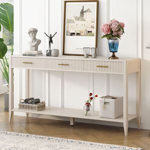 Consolle di Alta Qualità per Ingresso con Cassetti a Righe Verticali e Gambe Lunghe per Ingresso, Corridoio, Soggiorno, Foyer - Product Image 1