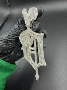 Colgante de Moissanita Personalizado con Diseño de Gallo y Fuente Old English, Plata 925, Estilo Hip Hop, para Uso Diario, Unisex - Product Image 3