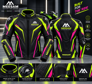 Chaqueta de Motociclismo de Cuero, Transpirable, Perforada, Protectora, de Piel de Canguro - Product Image 1