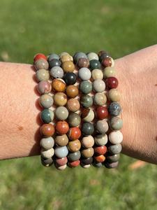 Pulsera Unisex de Jaspe Policromado Hecha a Mano, Ágata Muntaha de Exportación, Cristal Natural de Primera Calidad, Tema Amor, Estilo Feng Shui - Product Image 4