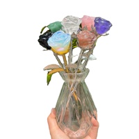 Pas cher Prix En Gros Naturel De Guérison Cristal Rose Fleur Sculptures Artisanat Pour Cadeau