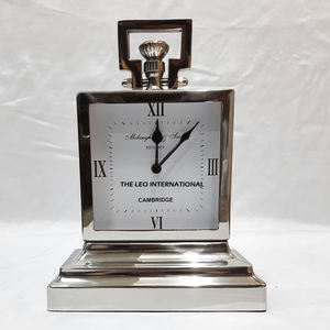 Horloge de table en acier inoxydable, aspect luxueux, pour la maison, le bureau, la chambre d'enfant, chiffres romains, avec crochet de suspension - Product Image 1