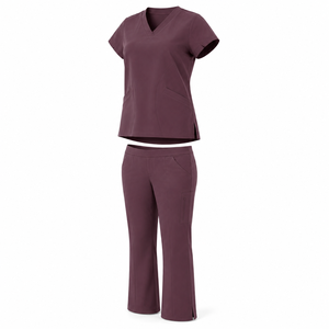 Conjunto de Uniforme Médico Elástico en Cuatro Direcciones de Primera Calidad, Top con Cuello en V, Pantalones de Corte Bootcut, Múltiples Bolsillos, Uniforme de Enfermería para Hospital, Venta al por Mayor, OEM, ODM, B2B - Product Image 4