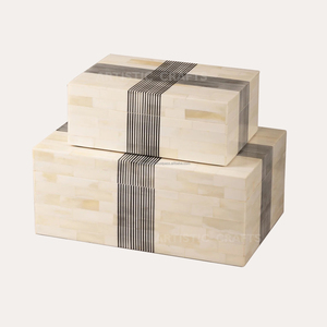 Set of 2 Handmade Jewelry <b>Boxes</b> High Quality Bone Inlay <b>Storage</b> Case Custom Size and Color for Home Decoration Jewelry <b>Storage</b> - Product Image 1