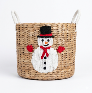 Cesta decorativa tejida, cesta de regalo navideña, cesta de regalo para las fiestas, cesta de almacenamiento de jacinto de agua para la temporada navideña - Product Image 1