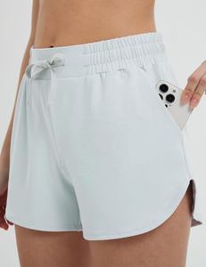 Pantalones cortos deportivos informales de tacto fresco con agua ecológica sólida de primavera y verano para mujer, pantalones cortos deportivos de Yoga de cintura alta de secado rápido - Product Image 2