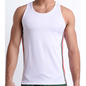 Cut Out Tank Top <b>Men</b> Sleeveless Summer Wear Fashion Plain Custom Logo Vintage Round Neck Curved Hem Cotton Jersey <b>Singlet</b> - Product Image 1